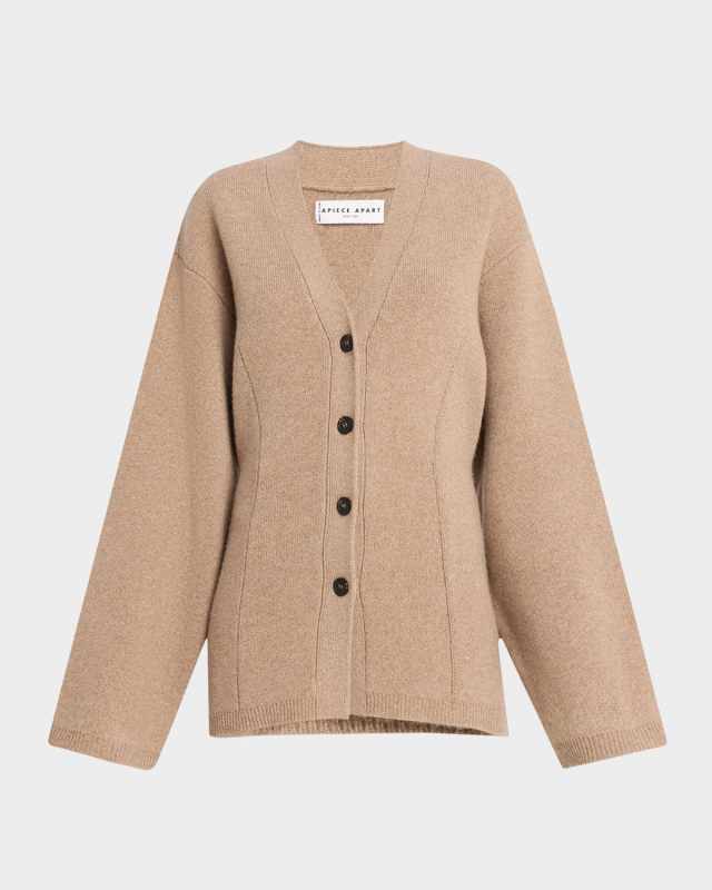Paris Merino Wool and Cashmere V-Neck Button-Front Cardigan